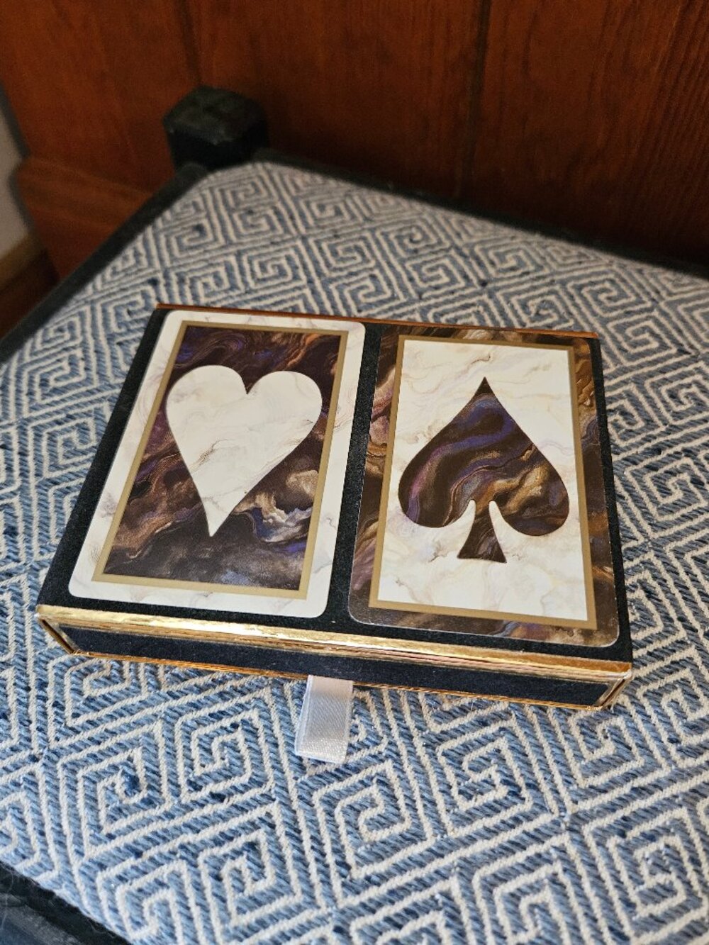 Vintage Congress 'Marble Hearts' Playing Card Box, 2 Sets, Made in Spain